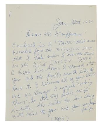 ARMSTRONG, LOUIS. Two Autograph Letters Signed, Satchmo / Louis Armstrong, to his lip salve purveyor Erich Kauffmann.
